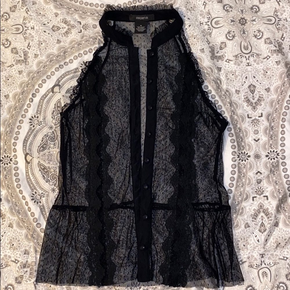 Arden B. Black Lace Top